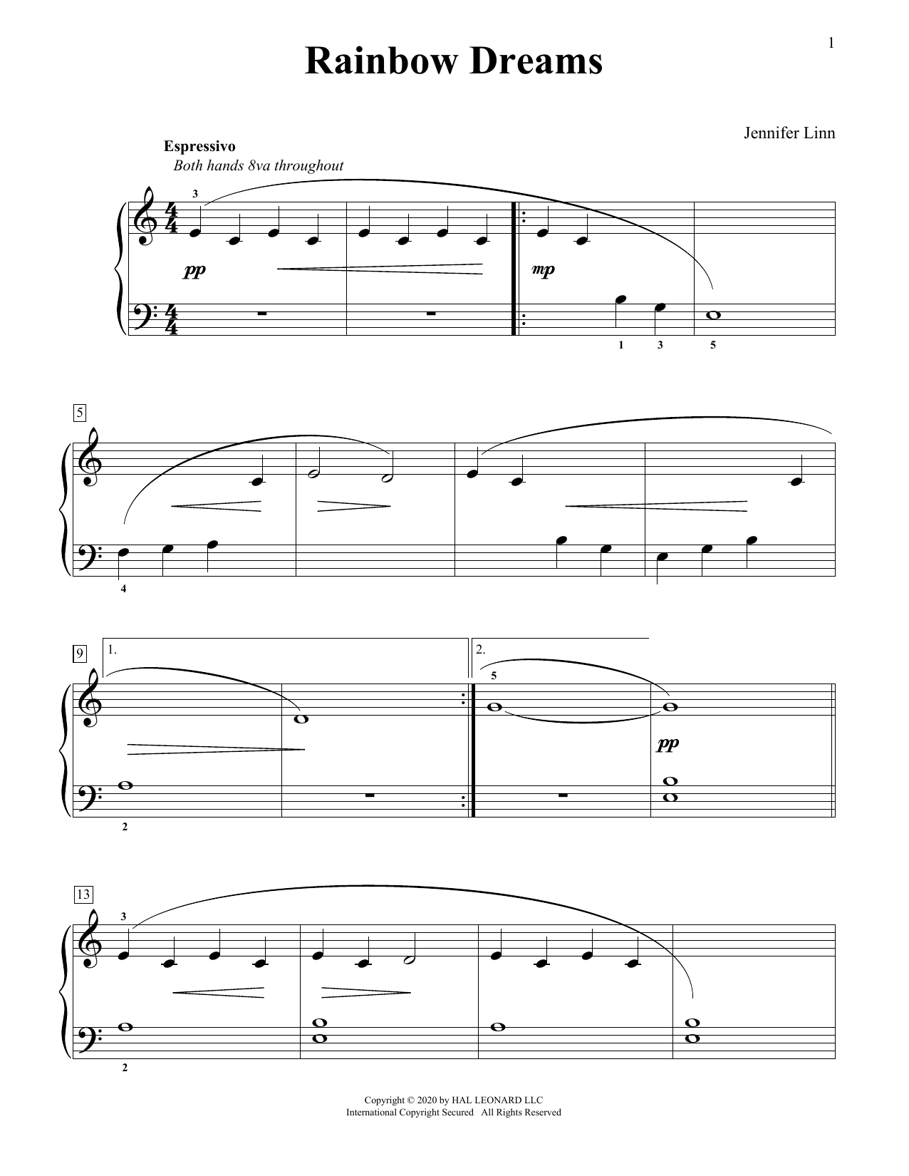 Download Jennifer Linn Rainbow Dreams Sheet Music and learn how to play Educational Piano PDF digital score in minutes