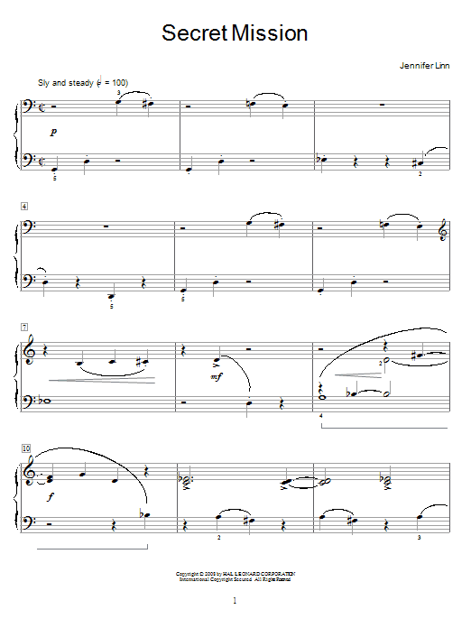 Download Jennifer Linn Secret Mission Sheet Music and learn how to play Easy Piano PDF digital score in minutes