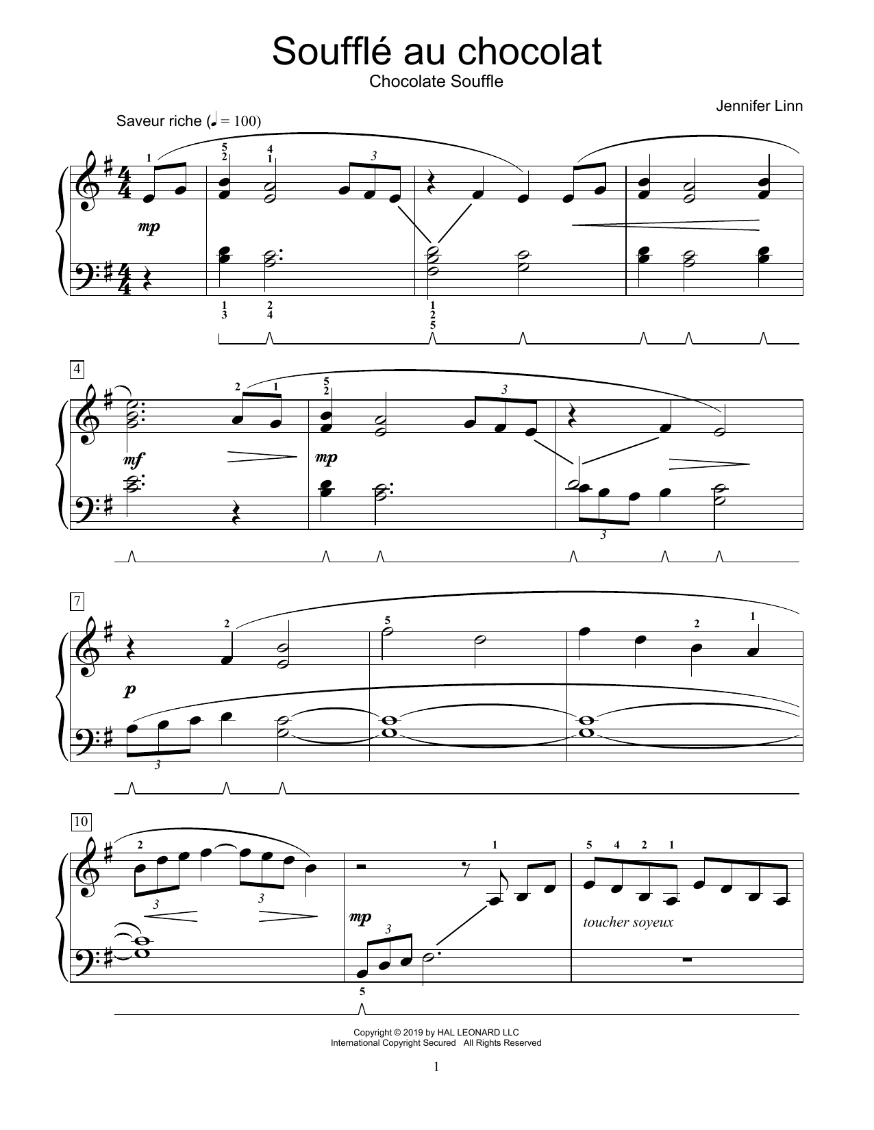 Download Jennifer Linn Souffle au chocolat Sheet Music and learn how to play Educational Piano PDF digital score in minutes