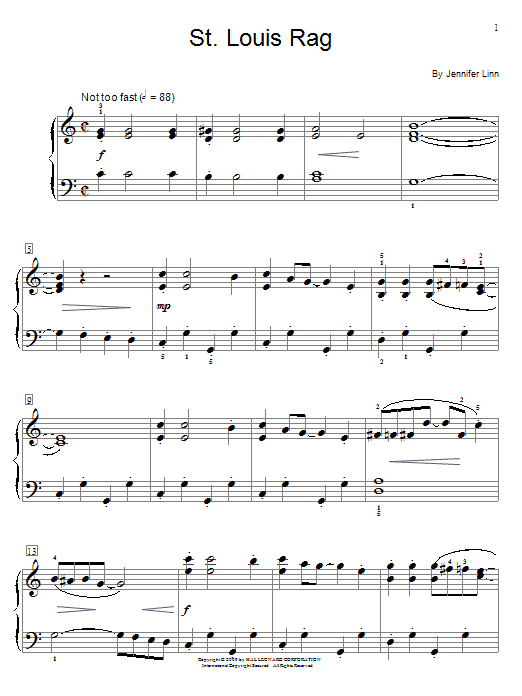 Download Jennifer Linn St. Louis Rag Sheet Music and learn how to play Piano Solo PDF digital score in minutes