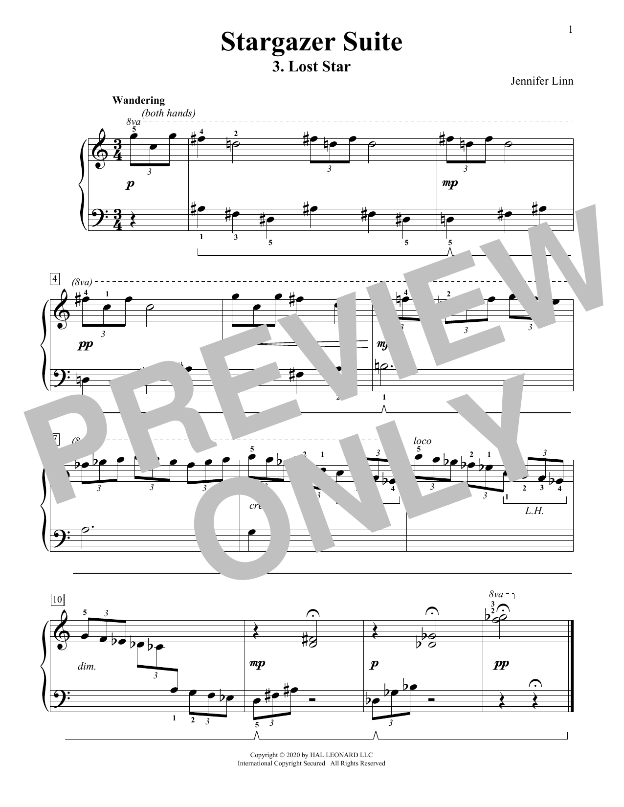 Download Jennifer Linn Stargazer Suite: 3. Lost Star Sheet Music and learn how to play Educational Piano PDF digital score in minutes
