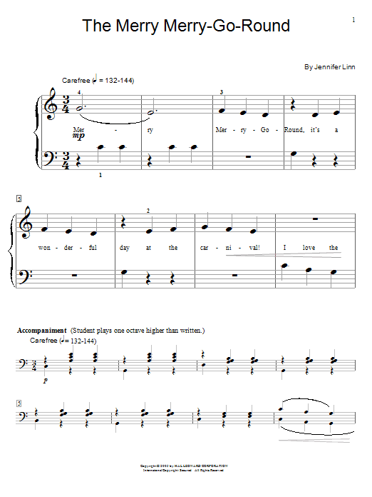 Download Jennifer Linn The Merry Merry-Go-Round Sheet Music and learn how to play Easy Piano PDF digital score in minutes