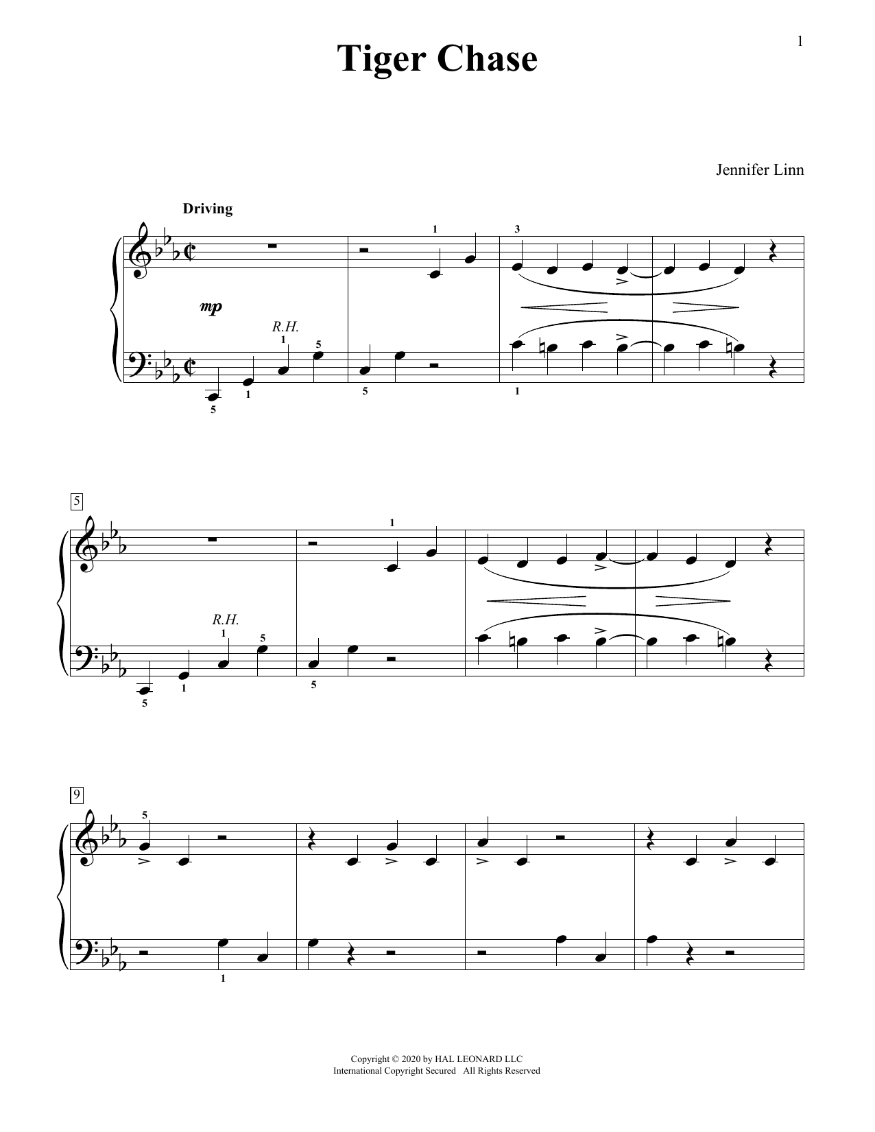 Download Jennifer Linn Tiger Chase Sheet Music and learn how to play Educational Piano PDF digital score in minutes