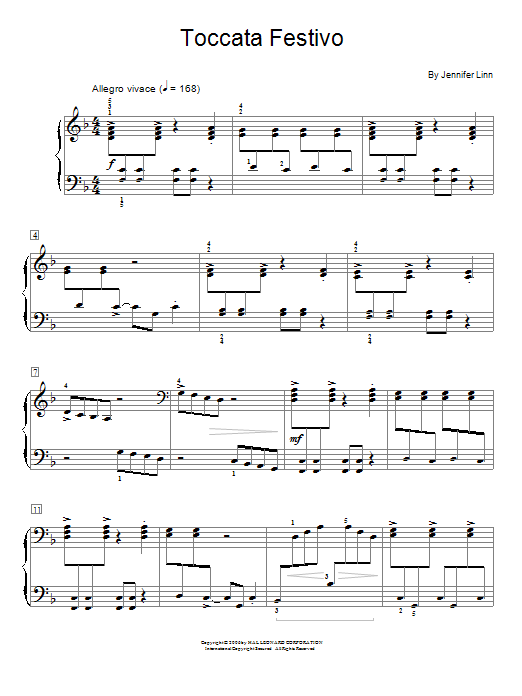 Download Jennifer Linn Toccata Festivo Sheet Music and learn how to play Easy Piano PDF digital score in minutes