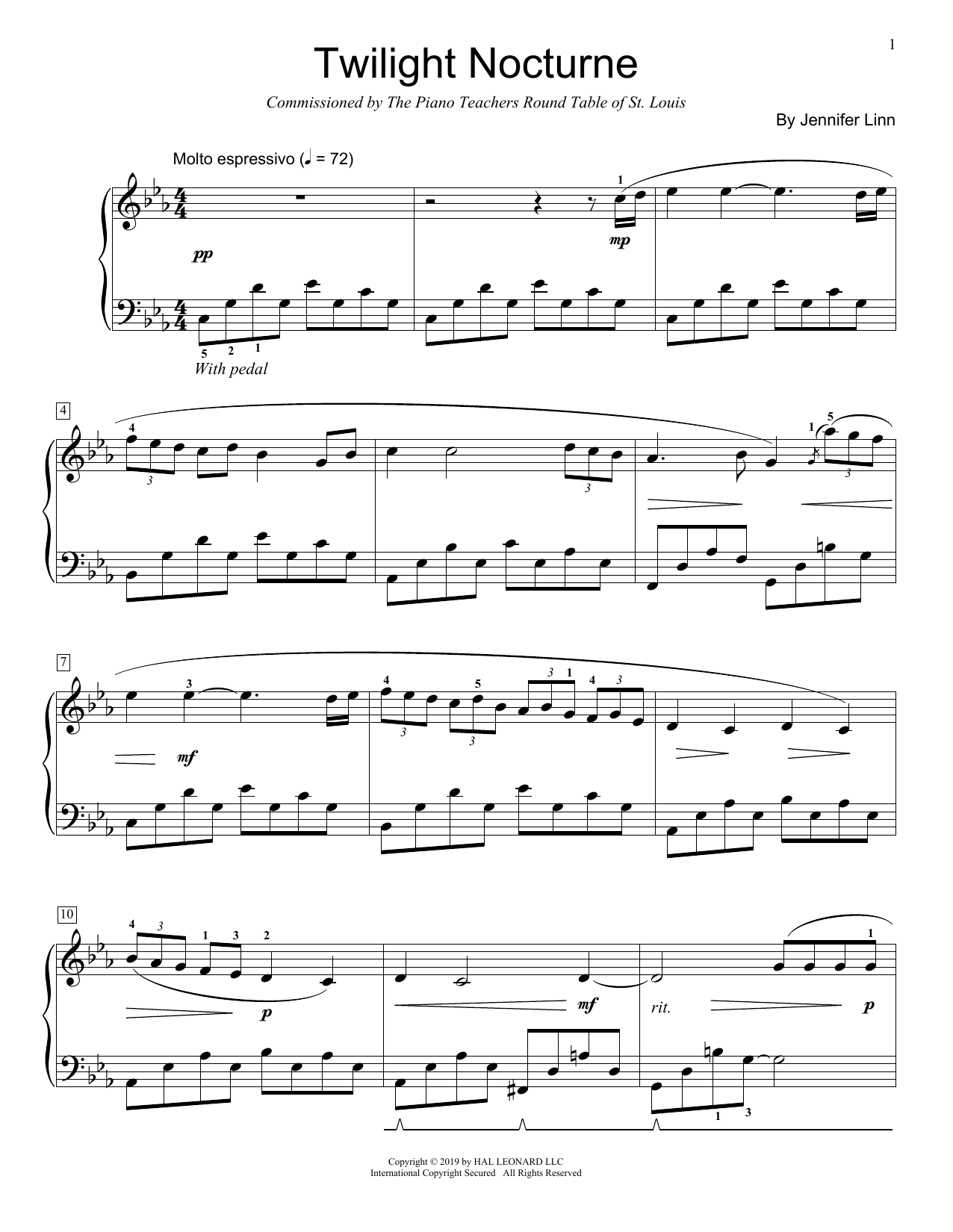 Download Jennifer Linn Twilight Nocturne Sheet Music and learn how to play Educational Piano PDF digital score in minutes