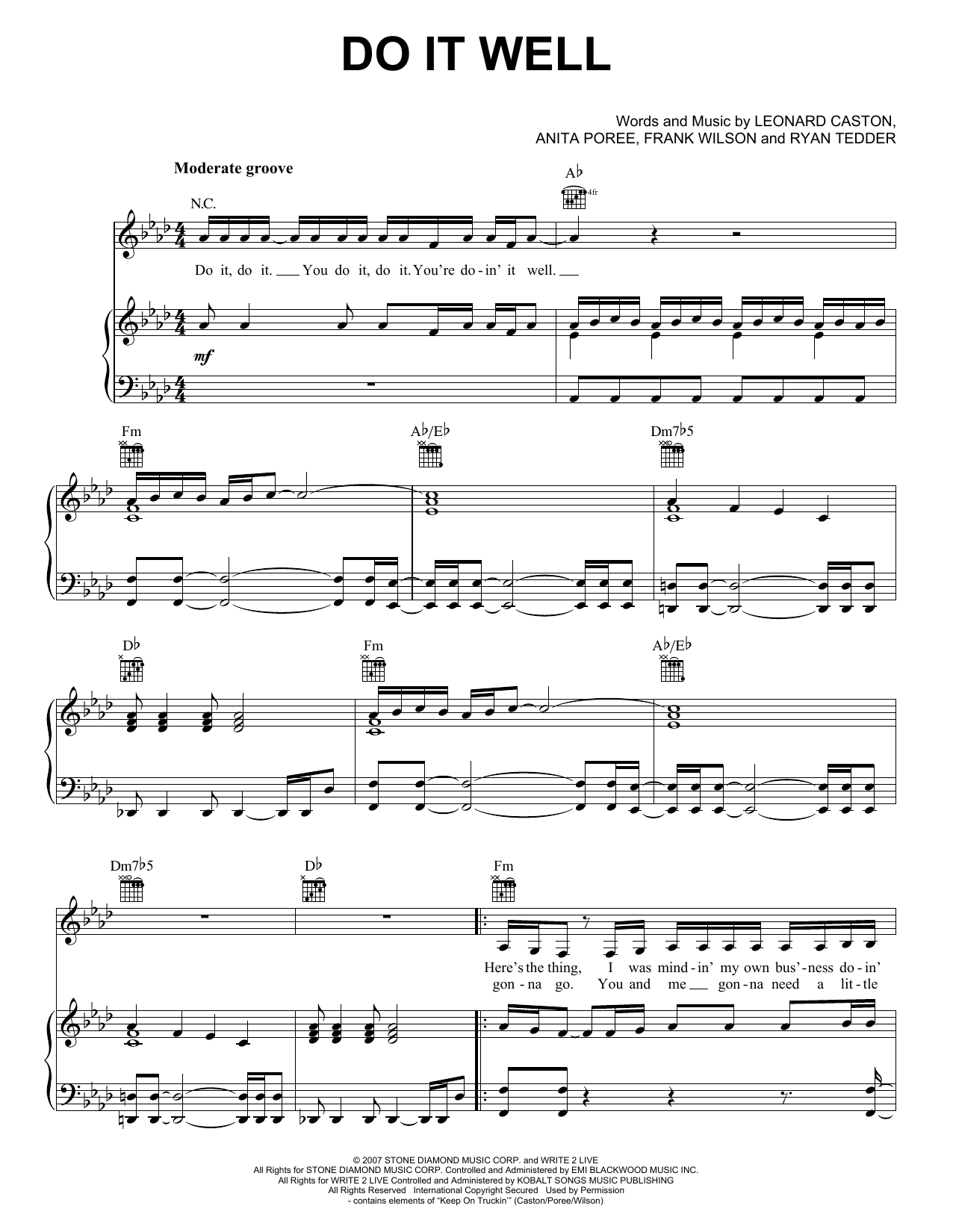 Download Jennifer Lopez Do It Well Sheet Music and learn how to play Piano, Vocal & Guitar Chords (Right-Hand Melody) PDF digital score in minutes