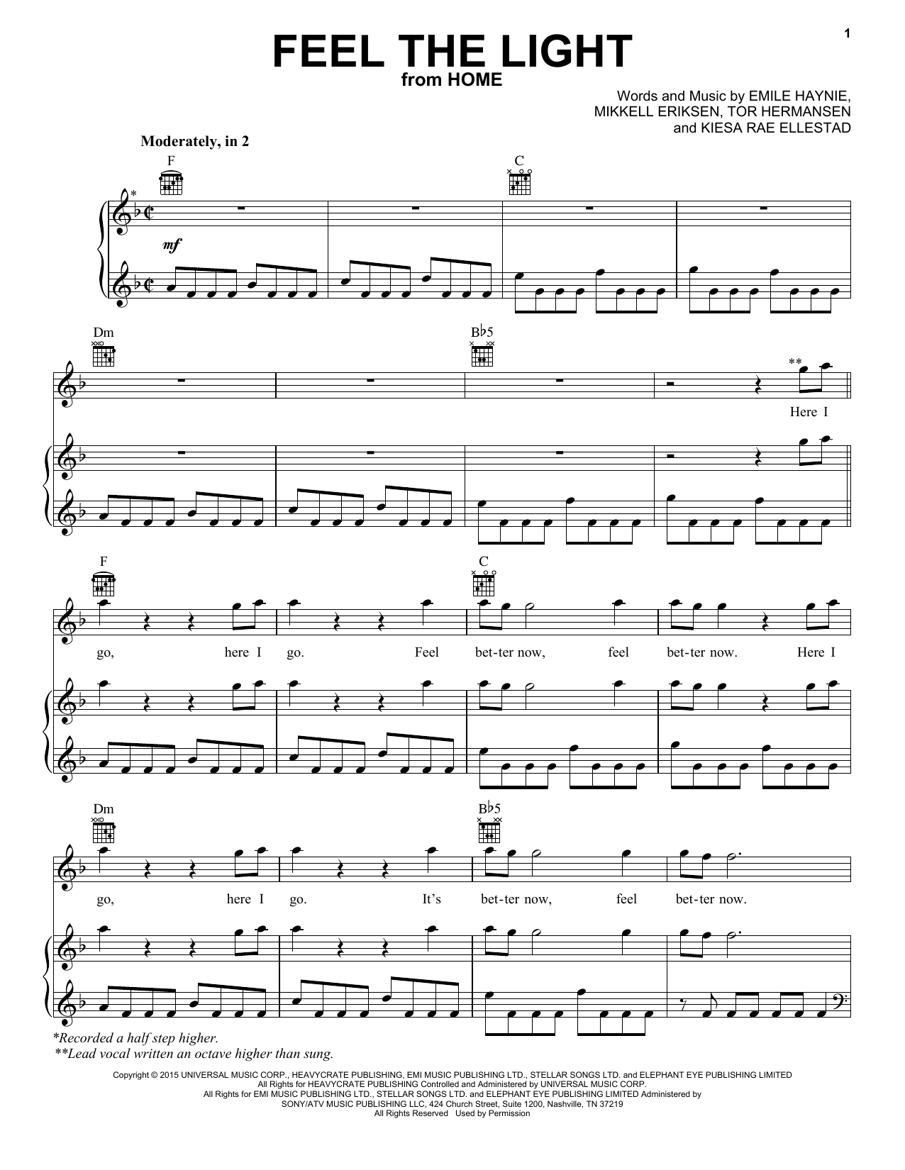 Download Jennifer Lopez Feel The Light Sheet Music and learn how to play Piano, Vocal & Guitar (Right-Hand Melody) PDF digital score in minutes