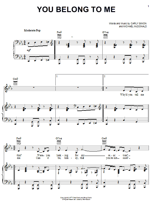Download Jennifer Lopez You Belong To Me Sheet Music and learn how to play Piano, Vocal & Guitar (Right-Hand Melody) PDF digital score in minutes