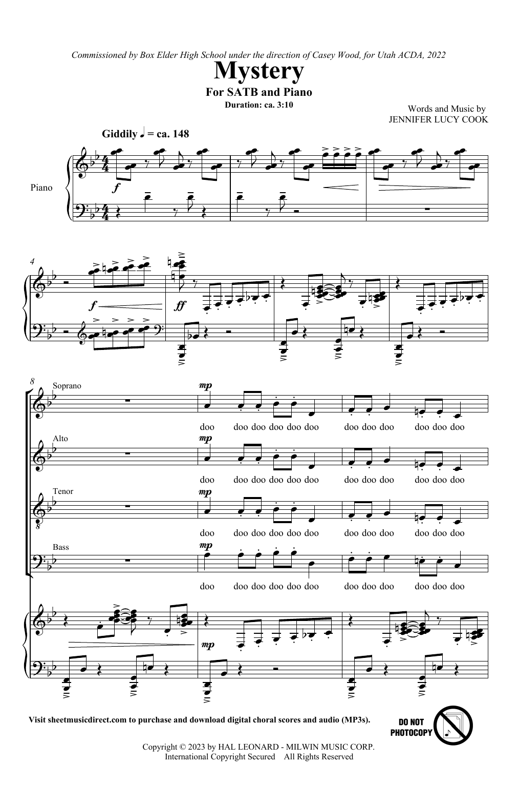 Download Jennifer Lucy Cook Mystery Sheet Music and learn how to play SATB Choir PDF digital score in minutes