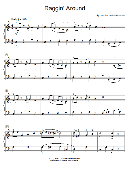 Download Jennifer Watts Raggin' Around Sheet Music and learn how to play Easy Piano PDF digital score in minutes