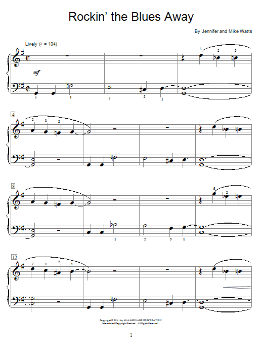 Download Jennifer Watts Rockin' The Blues Away Sheet Music and learn how to play Easy Piano PDF digital score in minutes