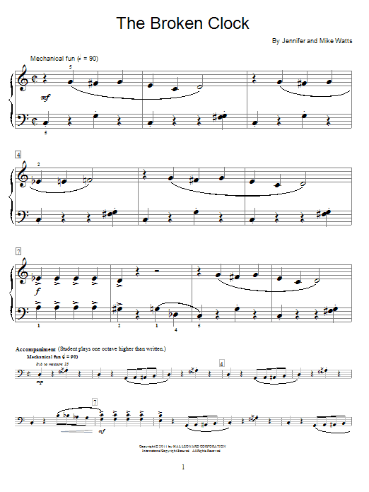 Download Jennifer Watts The Broken Clock Sheet Music and learn how to play Easy Piano PDF digital score in minutes