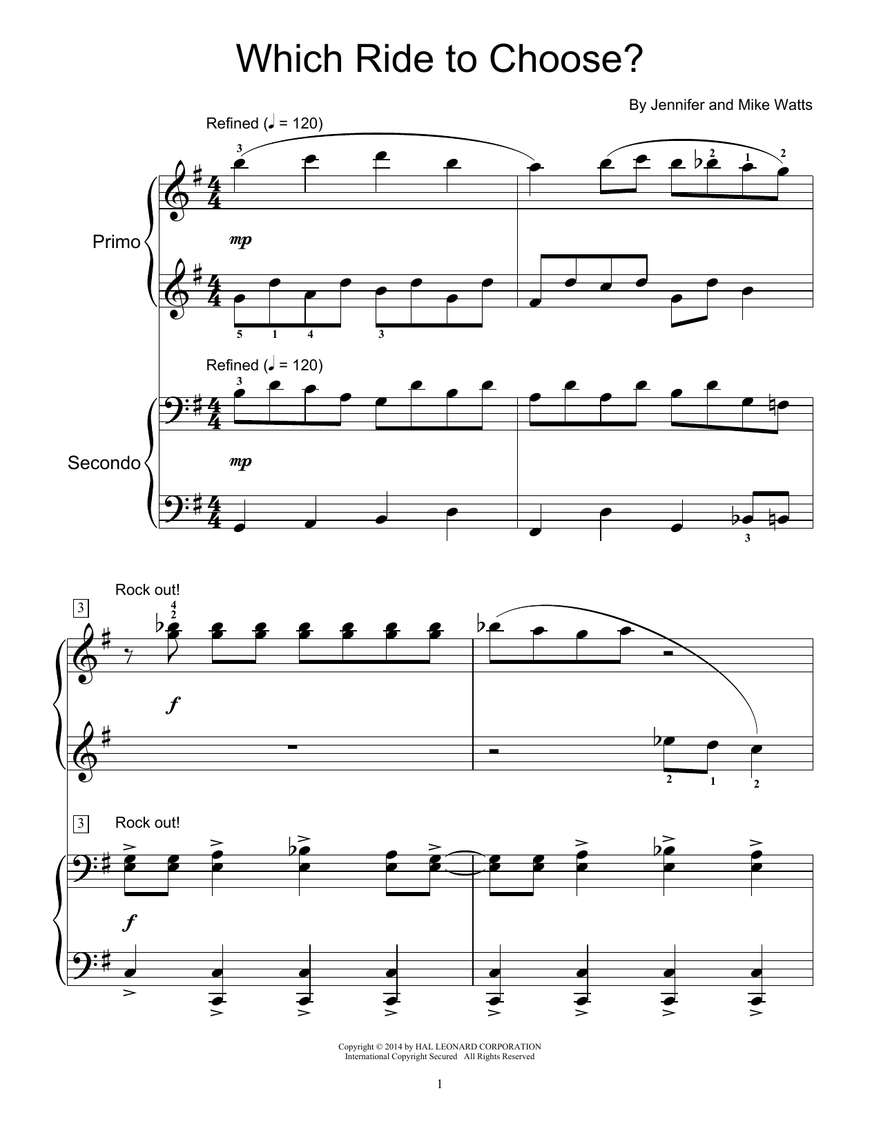 Download Jennifer Watts Which Ride To Choose? Sheet Music and learn how to play Piano Duet PDF digital score in minutes