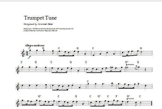 Download Jeremiah Clarke Trumpet Tune Sheet Music and learn how to play Woodwind Solo PDF digital score in minutes
