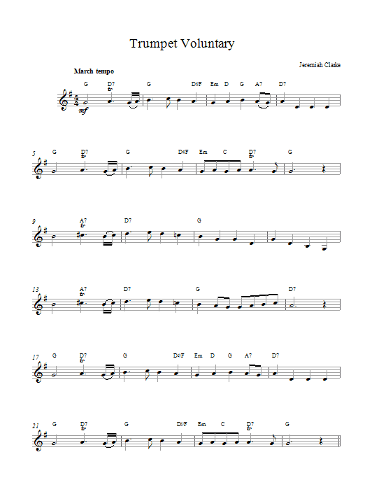 Download Jeremiah Clarke Trumpet Voluntary Sheet Music and learn how to play Banjo PDF digital score in minutes