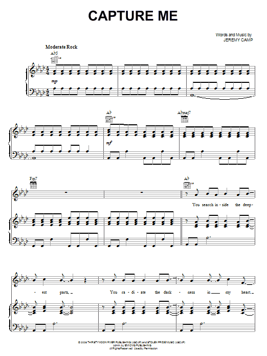 Download Jeremy Camp Capture Me Sheet Music and learn how to play Piano, Vocal & Guitar (Right-Hand Melody) PDF digital score in minutes