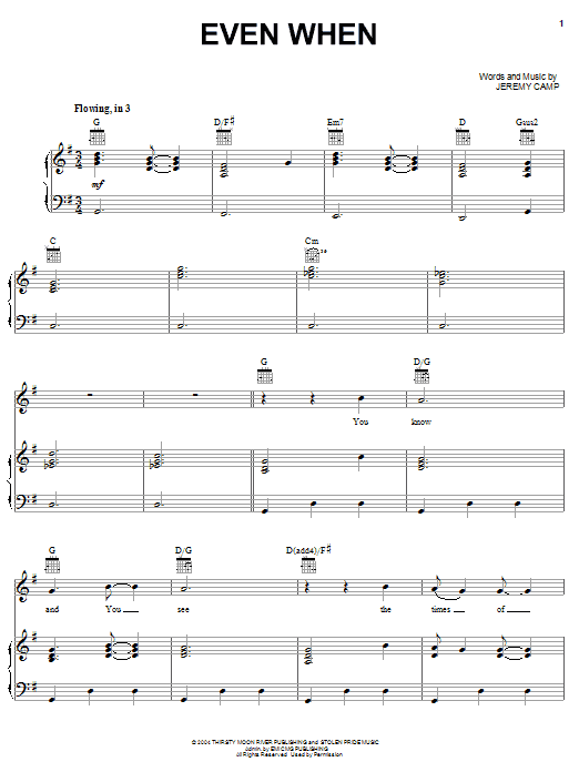 Download Jeremy Camp Even When Sheet Music and learn how to play Piano, Vocal & Guitar (Right-Hand Melody) PDF digital score in minutes