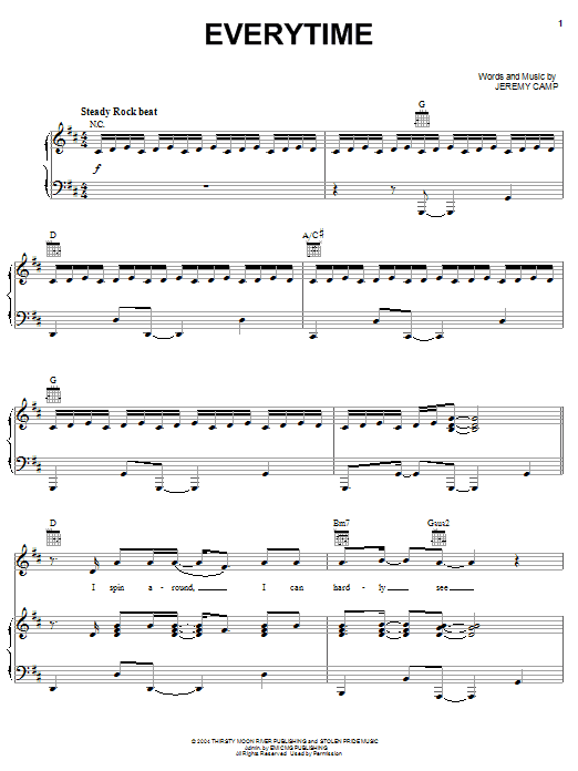 Download Jeremy Camp Everytime Sheet Music and learn how to play Piano, Vocal & Guitar (Right-Hand Melody) PDF digital score in minutes