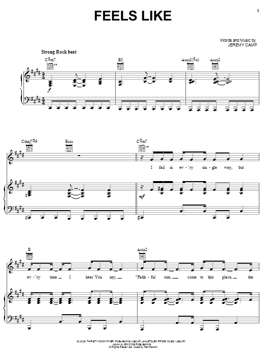 Download Jeremy Camp Feels Like Sheet Music and learn how to play Piano, Vocal & Guitar (Right-Hand Melody) PDF digital score in minutes