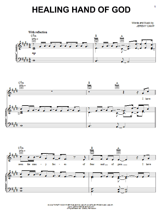 Download Jeremy Camp Healing Hand Of God Sheet Music and learn how to play Piano, Vocal & Guitar (Right-Hand Melody) PDF digital score in minutes