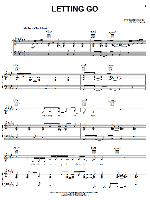 Download Jeremy Camp Letting Go Sheet Music and learn how to play Piano, Vocal & Guitar (Right-Hand Melody) PDF digital score in minutes