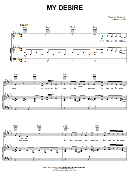 Download Jeremy Camp My Desire Sheet Music and learn how to play Piano, Vocal & Guitar (Right-Hand Melody) PDF digital score in minutes