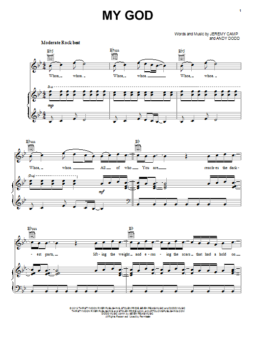 Download Jeremy Camp My God Sheet Music and learn how to play Piano, Vocal & Guitar (Right-Hand Melody) PDF digital score in minutes