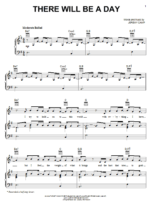 Download Jeremy Camp There Will Be A Day Sheet Music and learn how to play Melody Line, Lyrics & Chords PDF digital score in minutes