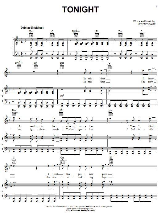 Download Jeremy Camp Tonight Sheet Music and learn how to play Guitar Tab Play-Along PDF digital score in minutes