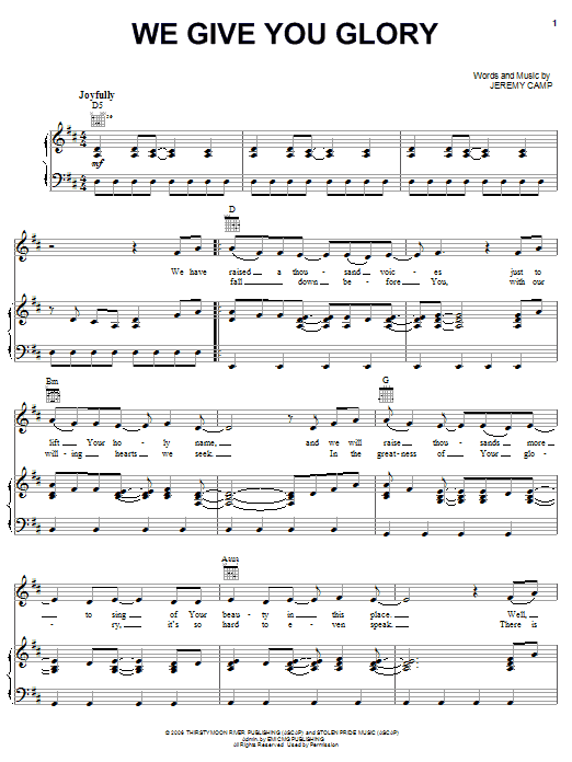 Download Jeremy Camp We Give You Glory Sheet Music and learn how to play Easy Guitar PDF digital score in minutes