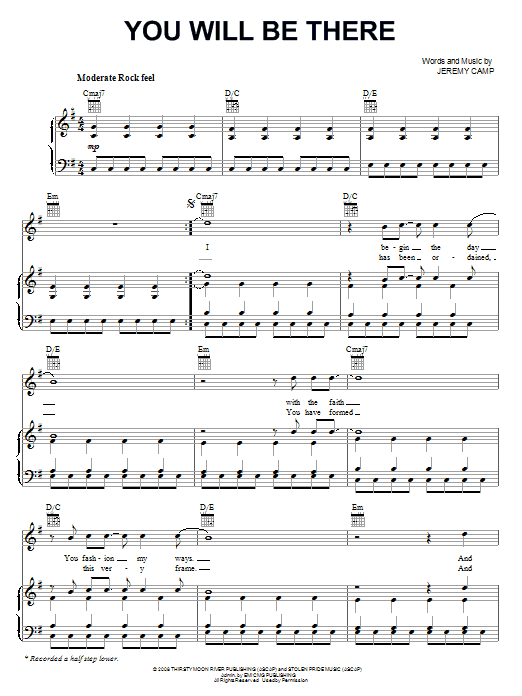 Download Jeremy Camp You Will Be There Sheet Music and learn how to play Piano, Vocal & Guitar (Right-Hand Melody) PDF digital score in minutes