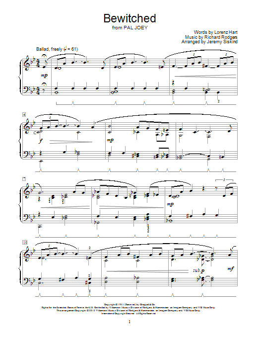 Download Jeremy Siskind Bewitched Sheet Music and learn how to play Easy Piano PDF digital score in minutes