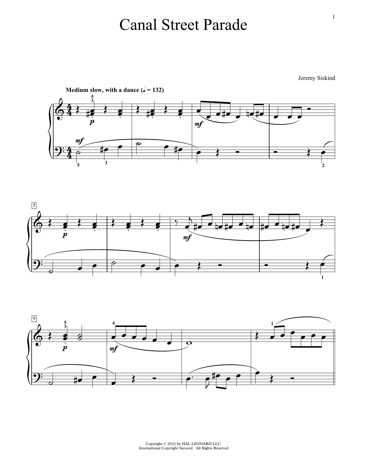 Download Jeremy Siskind Canal Street Parade Sheet Music and learn how to play Educational Piano PDF digital score in minutes