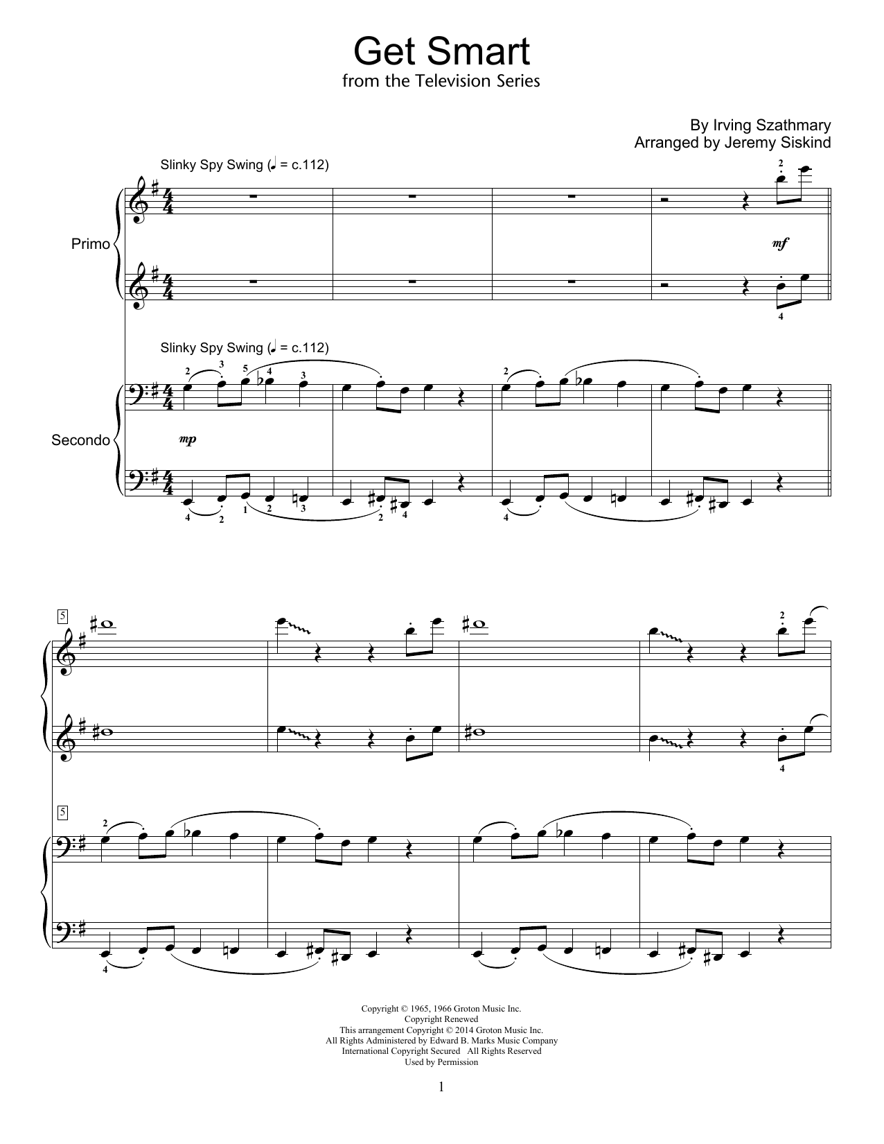 Download Jeremy Siskind Get Smart Sheet Music and learn how to play Piano Duet PDF digital score in minutes