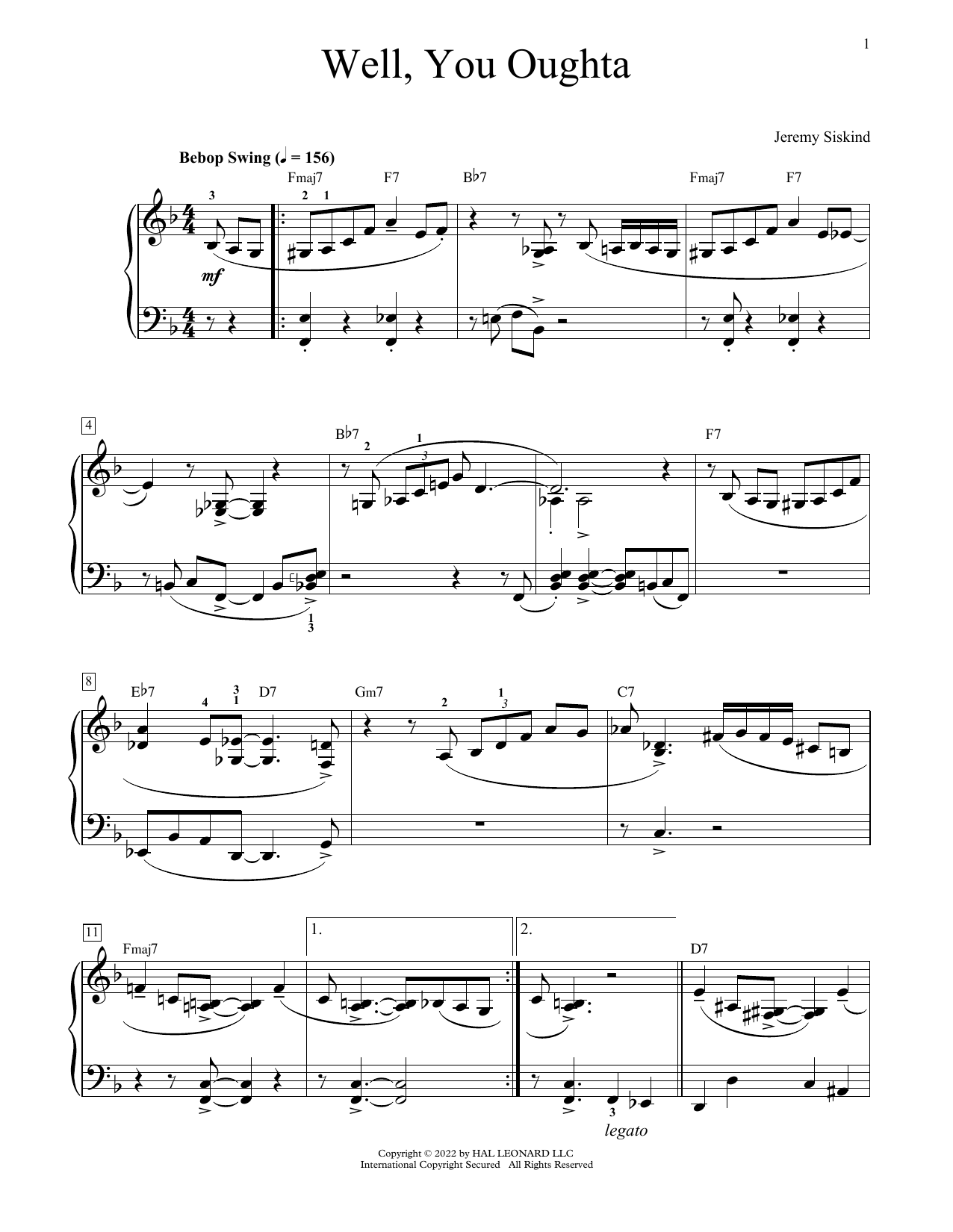 Download Jeremy Siskind Well, You Oughta Sheet Music and learn how to play Educational Piano PDF digital score in minutes