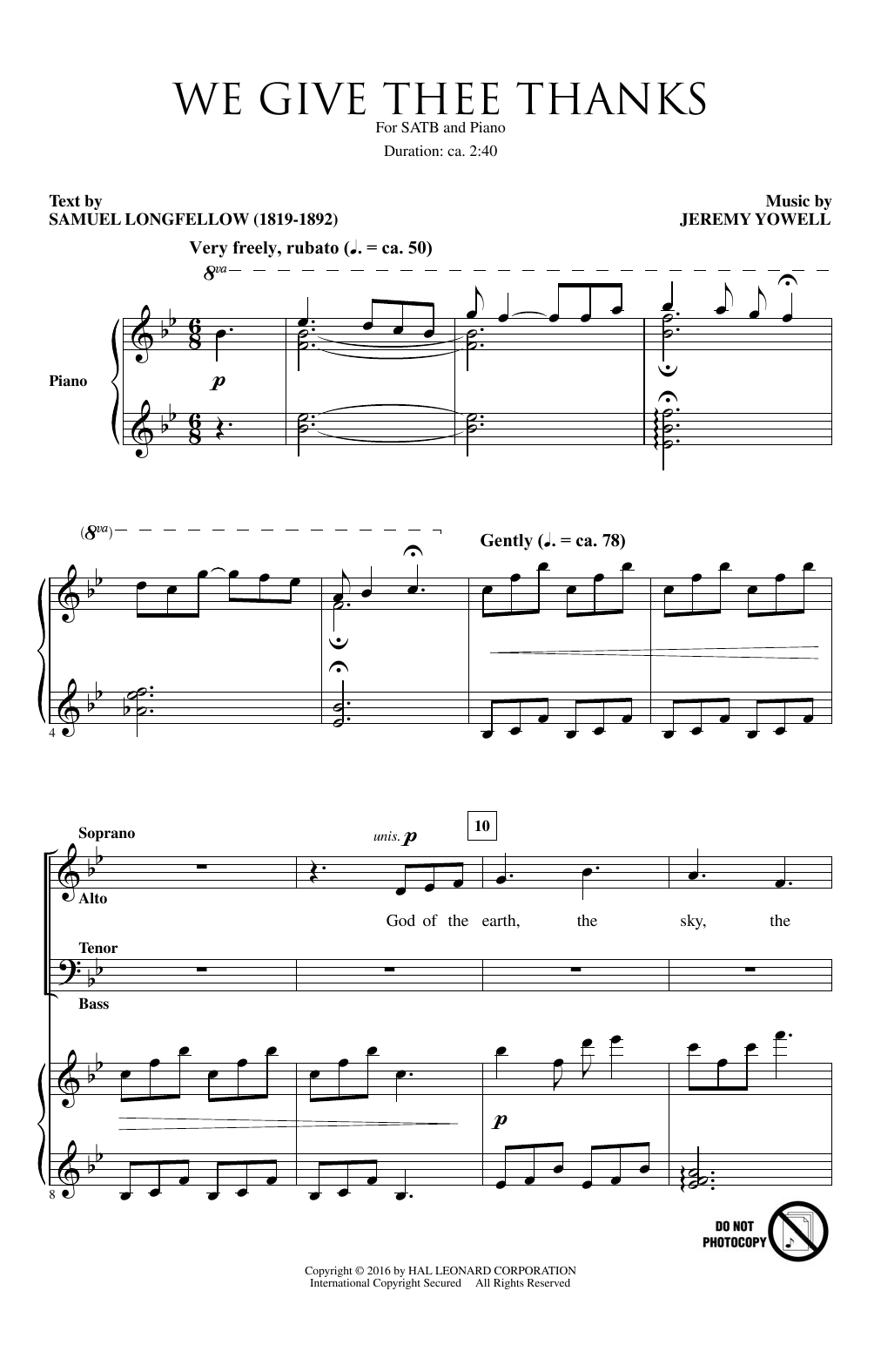 Download Jeremy Yowell We Give Thee Thanks Sheet Music and learn how to play SATB PDF digital score in minutes