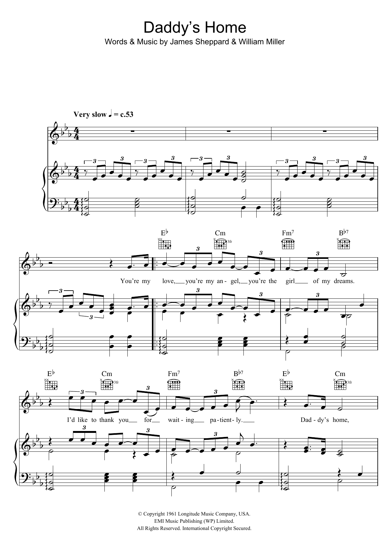 Download Jermaine Jackson Daddy's Home Sheet Music and learn how to play Piano, Vocal & Guitar (Right-Hand Melody) PDF digital score in minutes
