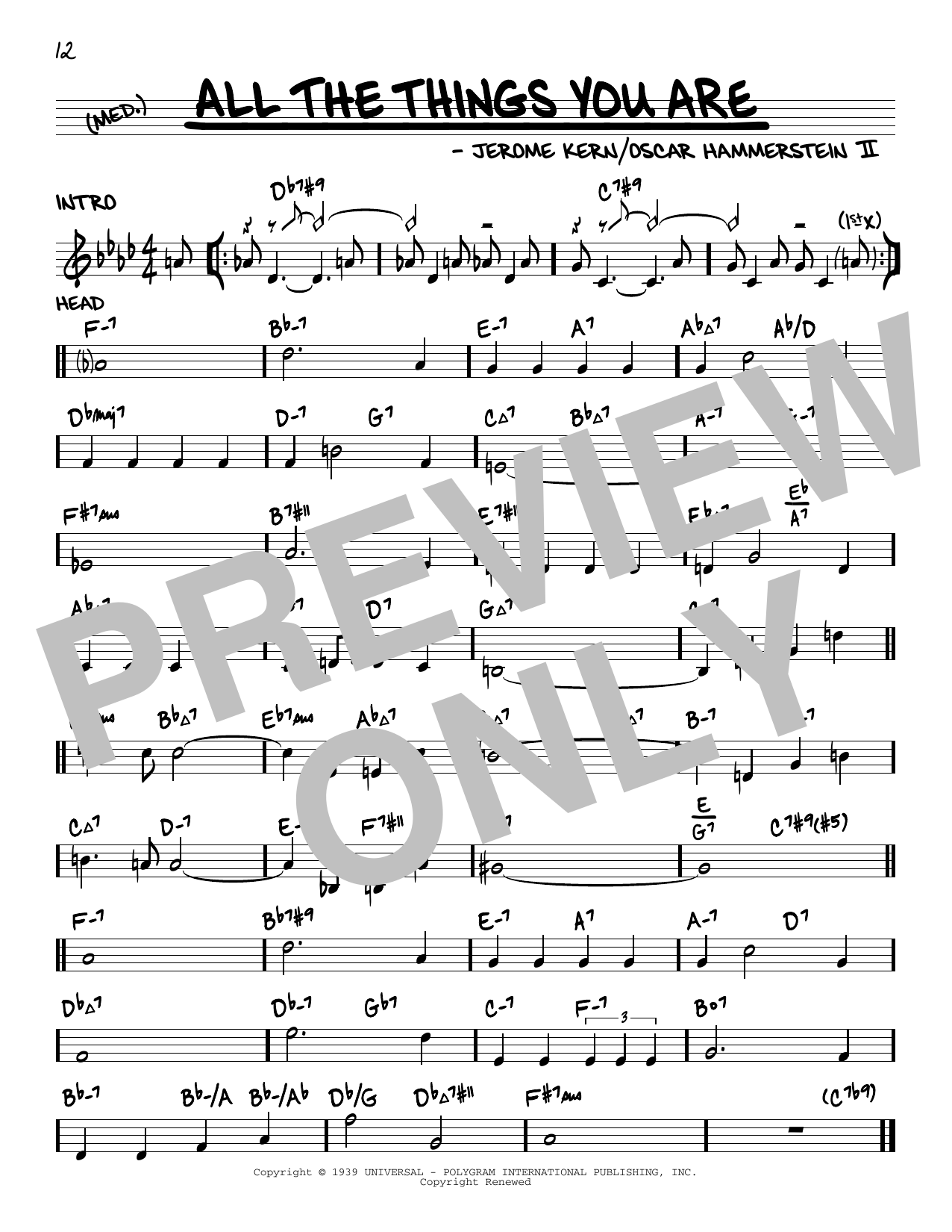 Download Jerome Kern All The Things You Are (arr. David Hazeltine) Sheet Music and learn how to play Real Book – Enhanced Chords PDF digital score in minutes