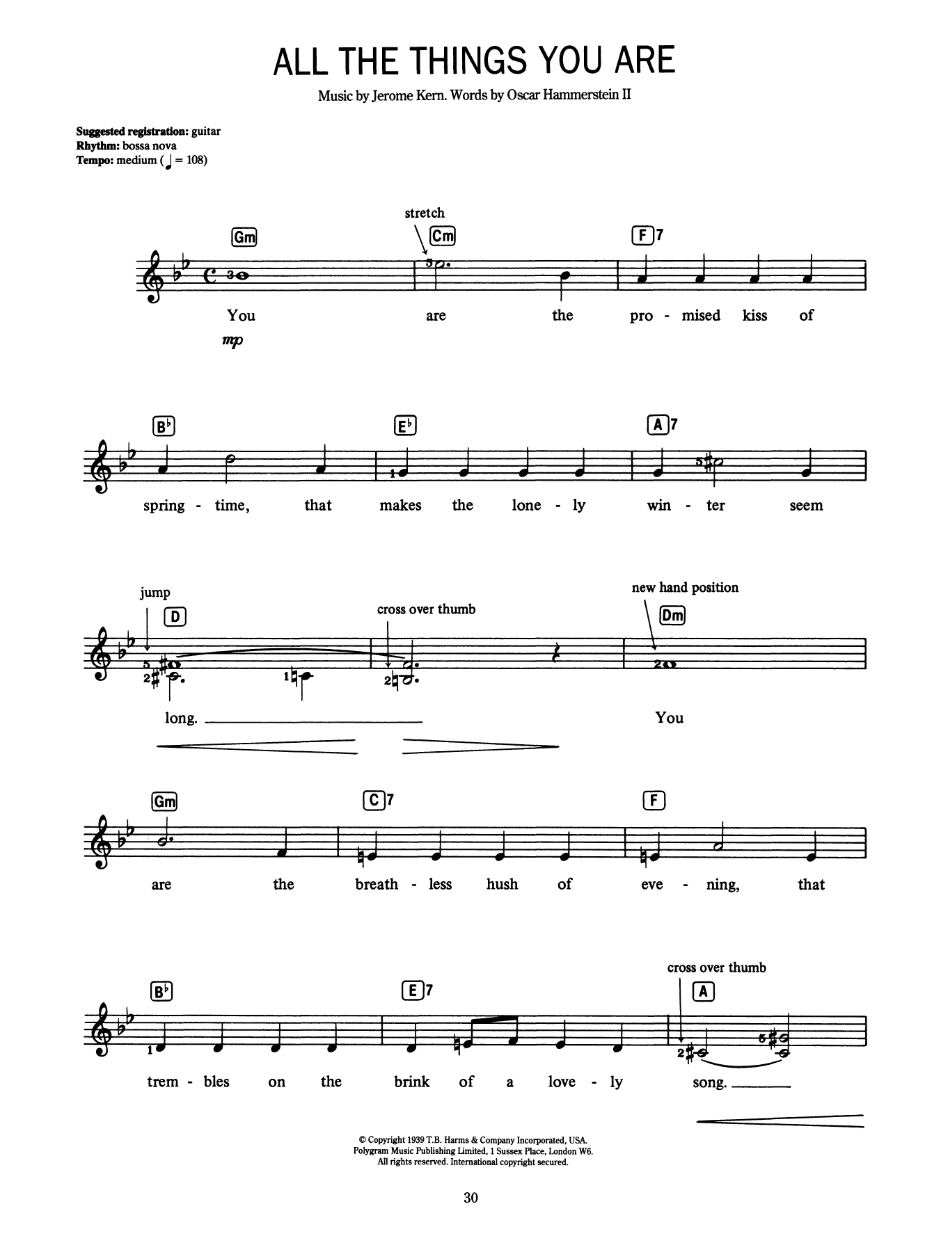 Download Jerome Kern and Oscar Hammerstein II All The Things You Are Sheet Music and learn how to play Lead Sheet / Fake Book PDF digital score in minutes