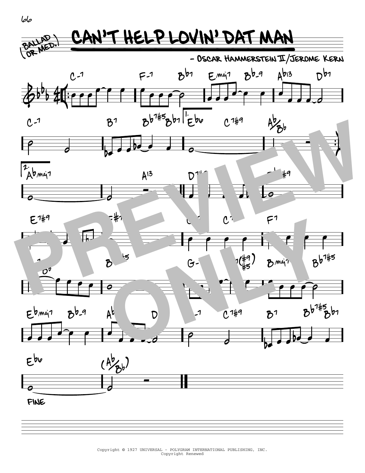 Download Jerome Kern Can't Help Lovin' Dat Man [Reharmonized version] (arr. Jack Grassel) Sheet Music and learn how to play Real Book – Melody & Chords PDF digital score in minutes