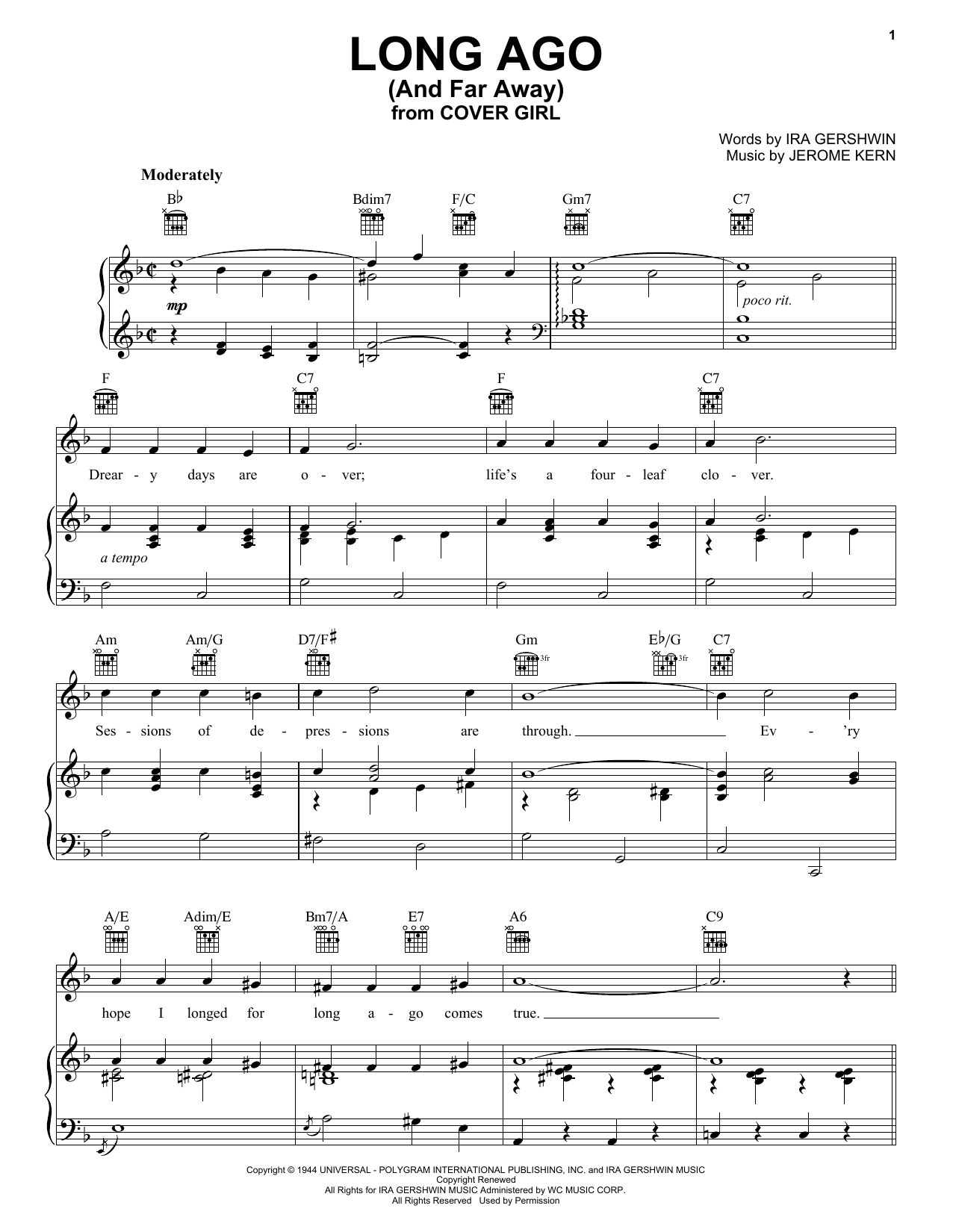 Download Ira Gershwin Long Ago (And Far Away) Sheet Music and learn how to play Viola PDF digital score in minutes