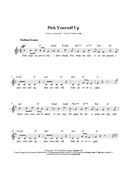 Download Jerome Kern Pick Yourself Up Sheet Music and learn how to play Violin PDF digital score in minutes