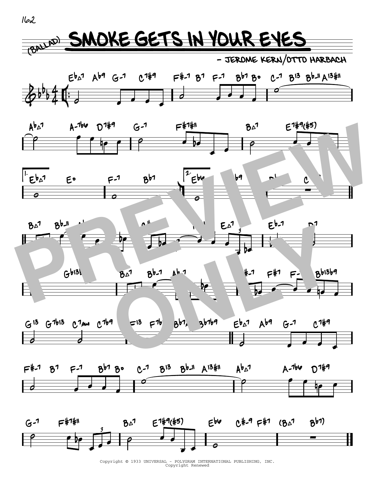 Download Jerome Kern Smoke Gets In Your Eyes (arr. David Hazeltine) Sheet Music and learn how to play Real Book – Enhanced Chords PDF digital score in minutes