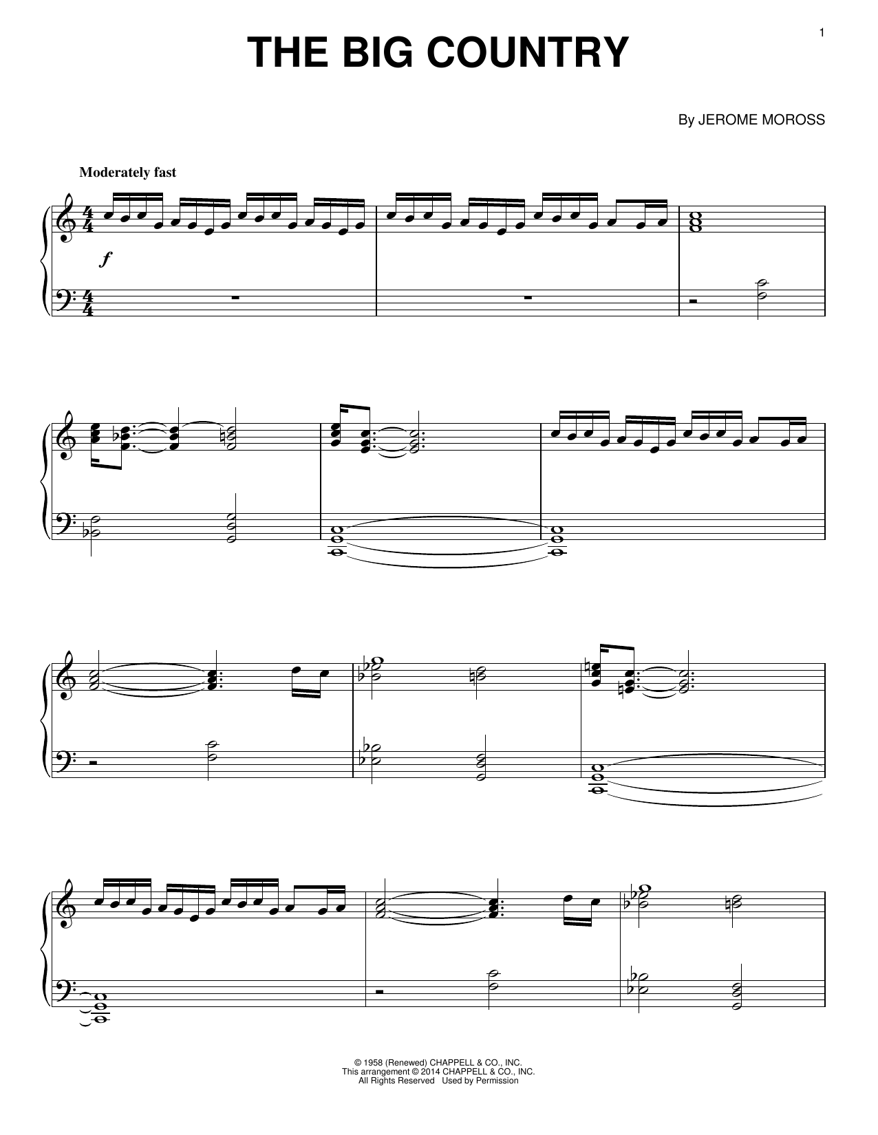 Download Jerome Moross The Big Country Sheet Music and learn how to play Piano PDF digital score in minutes