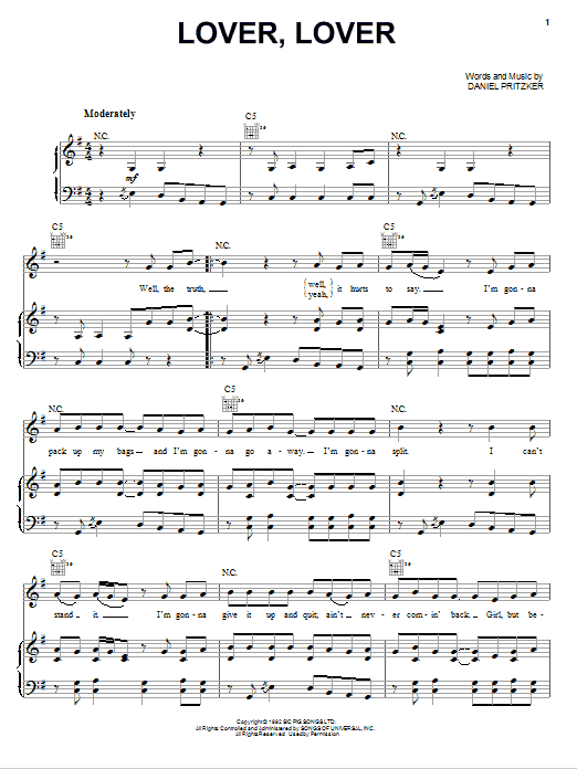 Download Jerrod Niemann Lover, Lover Sheet Music and learn how to play Piano, Vocal & Guitar (Right-Hand Melody) PDF digital score in minutes
