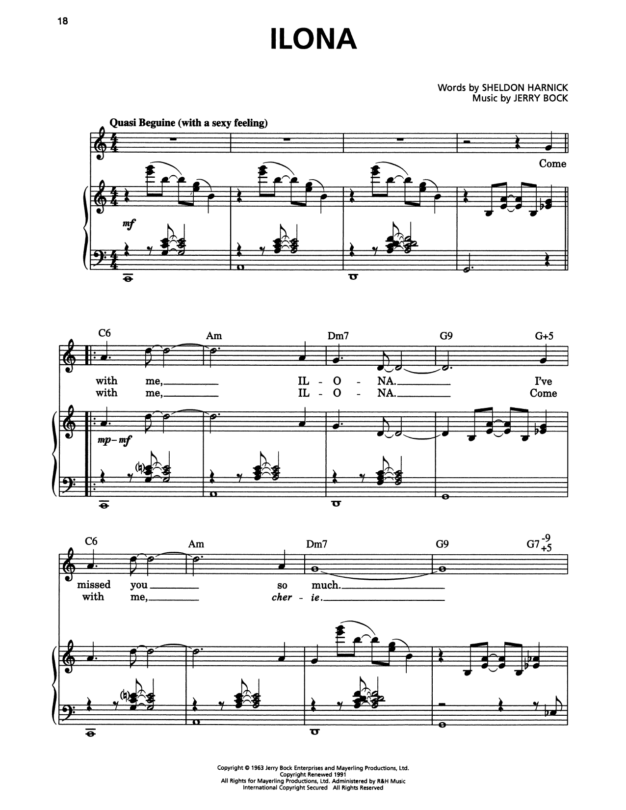 Download Jerry Bock Ilona (from She Loves Me) Sheet Music and learn how to play Piano & Vocal PDF digital score in minutes