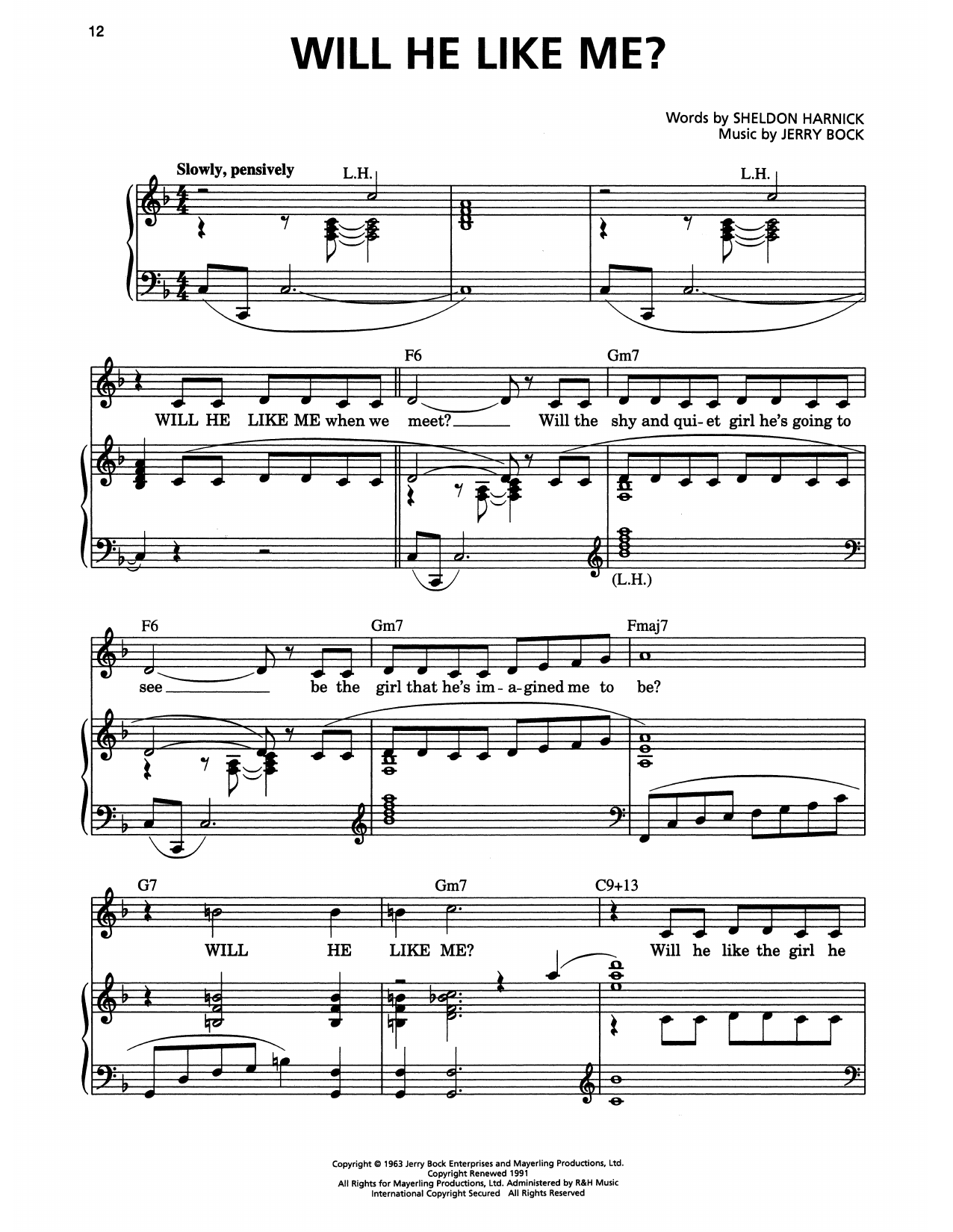 Download Jerry Bock Will He Like Me? (from She Loves Me) Sheet Music and learn how to play Piano & Vocal PDF digital score in minutes