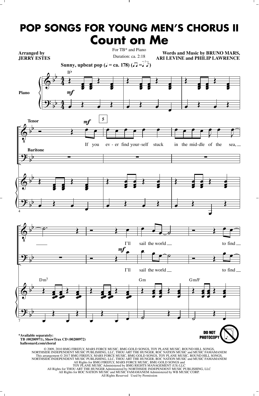 Download Jerry Estes Pop Songs for Young Men's Chorus II Sheet Music and learn how to play TB PDF digital score in minutes
