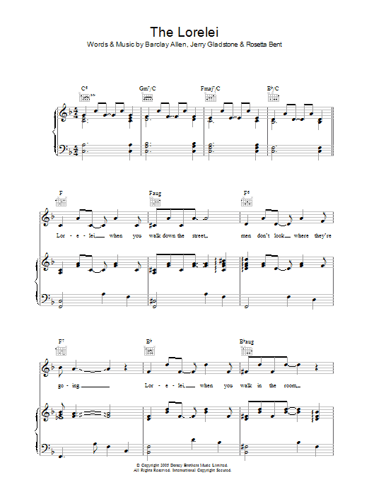 Download Barclay Allen The Lorelei Sheet Music and learn how to play Piano, Vocal & Guitar (Right-Hand Melody) PDF digital score in minutes