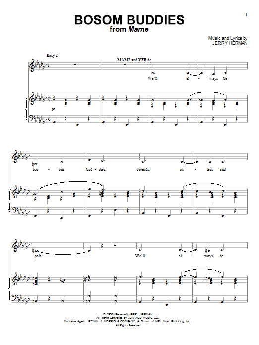 Download Jerry Herman Bosom Buddies Sheet Music and learn how to play Piano, Vocal & Guitar (Right-Hand Melody) PDF digital score in minutes